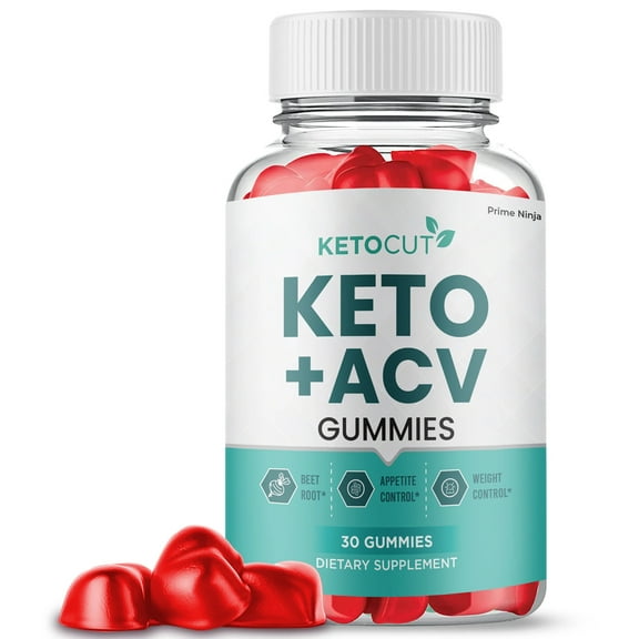 (1 Pack) KetoCut Keto ACV Gummies, Apple Cider Vinegar, Max Strength, 1 Month Supply Dietary Supplement, Made in USA.