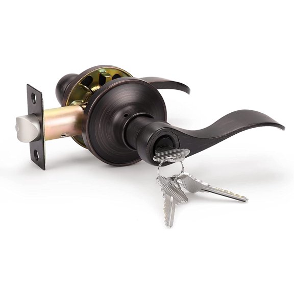 1 Pack Keyed Entry Front Door Handle Entrance Handlesets Exterior Lockset with Key, Left/Right Handed Doorknob Oil Rubbed Bronze