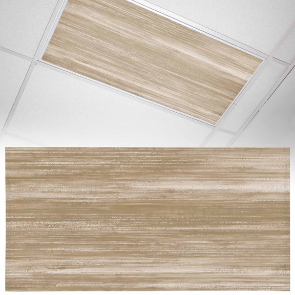 1 Pack Khaki Fluorescent Light Covers for Ceiling Lights Modern Abstract Gradient Brown Lines Texture Magnetic Ceiling Light Covers Overhead Light Filters for Office Classroom Home