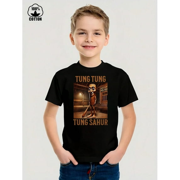 1 Pack Kids Brainrot Collections Meme Italian For Boys & Girls Boys & Yout T-Shirt - Pure Cotton Crew Neck, Short Sleeve