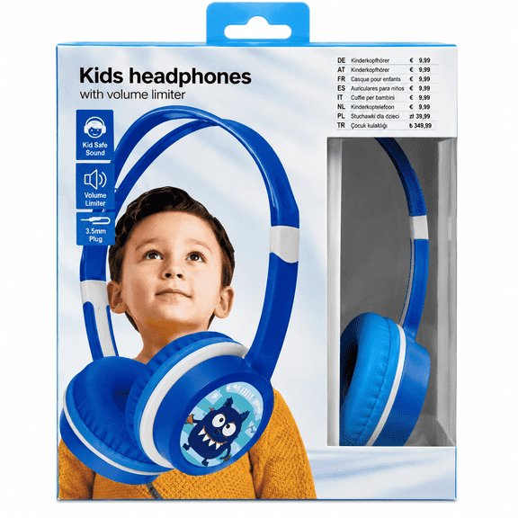1 Pack Wired Kids Headphones with Safe Volume Limiting Feature, Comfortable Over-Ear Design for School, Travel, Tablets & Learning Devices, Blue