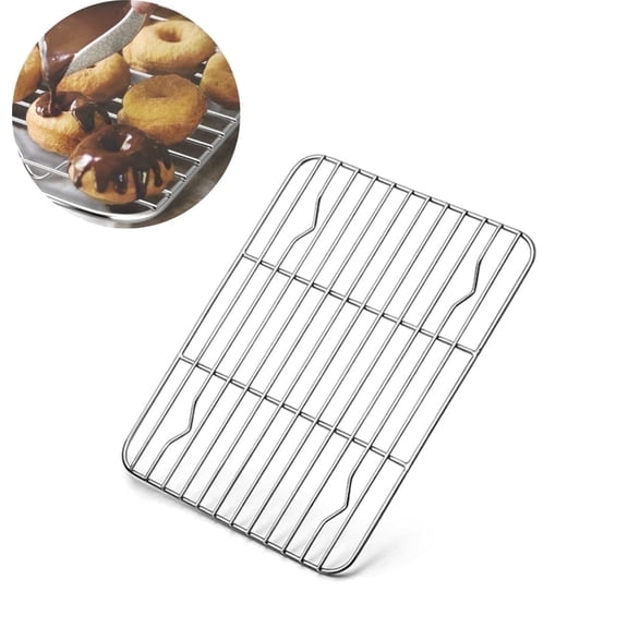 1Pack Kitchen Baking Rack,QZS Small Cooking Rack,Nonstick Wire Grill Net,Stainless Steel Roasting Grid Frame,Oven & Dishwasher Safe,for Picnic Camping Dinning and Outdoors 8"x 6"