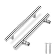 1 Pack Kitchen Cabinet Handles Silver Drawer Pulls 7 inch, 5 inch Hole Center, Stainless Steel T Bar with Satin Brushed Nickel, Hardware for Kitchen Cupboard Door Bathroom Furniture
