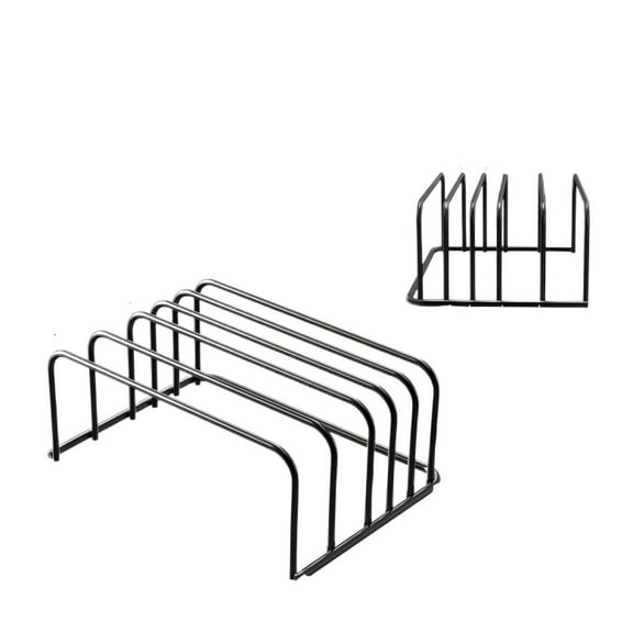 1 Pack Kitchen Cutting Board Organizer Rack, 5-Slot Storage Holder for Boards, Cookie Sheets (Black)