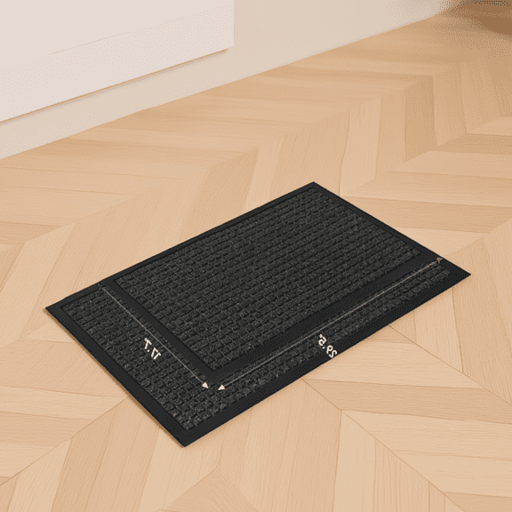 1 Pack Kitchen Floor Mat Polypropylene Rubber Grid Texture Slip-Resistant Gray 17.7 x 29.5 Inch