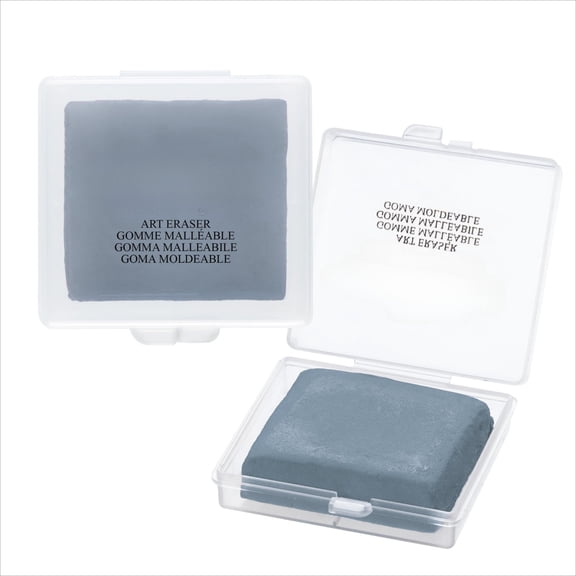 1 Pack Kneadable Art Eraser with Storage Case, Absorbent Moldable Eraser for Drawing, Shading and Highlights, Grey