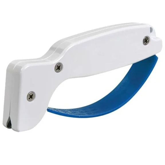 1 Pack Knife & Tool Sharpener, Restores, Hones & Sharpens Straight & Serrated Knives, Hand-Held Carbide Sharpening Tool, White & Blue