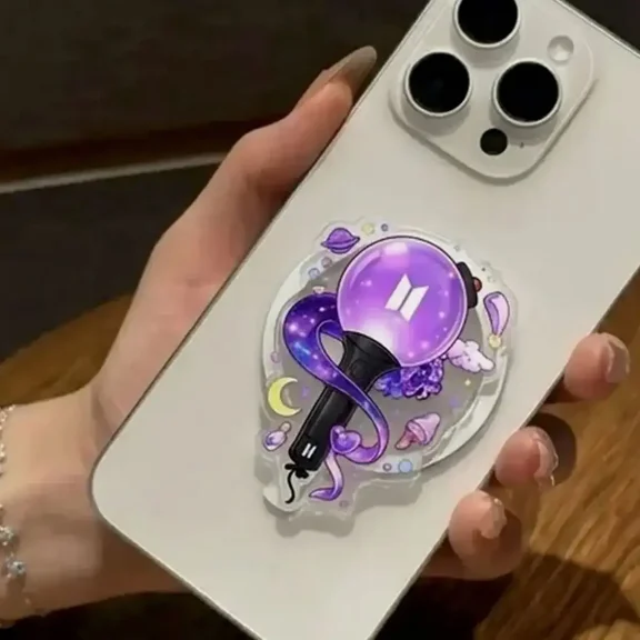 1 Pack Kpop Lightstick Galaxy Magnetic Phone Grip, Magnet Compatible Holder. Aesthetic Quality Print. Perfect Gift for Readers, Removable Magnet.