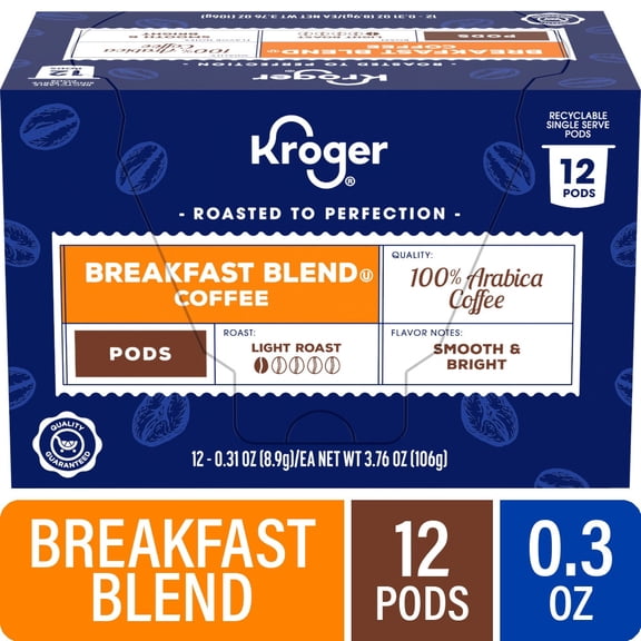 (1 Pack)-Kroger Breakfast Blend Mild Roast Coffee Pods 12 ct