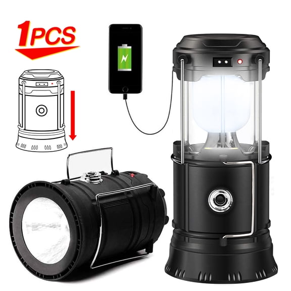 1 Pack LED Camping Lantern, LED Lanterns, Suitable Survival Kits for Hurricane, Emergency Light for Storm, Outages, Outdoor Portable Lanterns, Black, Collapsible, (Batteries Included)
