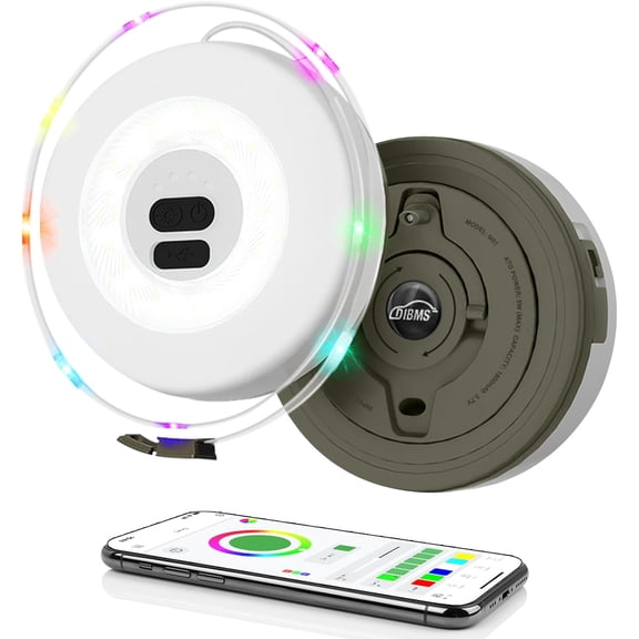 1-Pack LED Camping String Light w/App Control, 19FT Rechargeable Multi-Color Waterproof Hanging Light for Outdoor Camping Awning Tent Garden Party Festival Decor