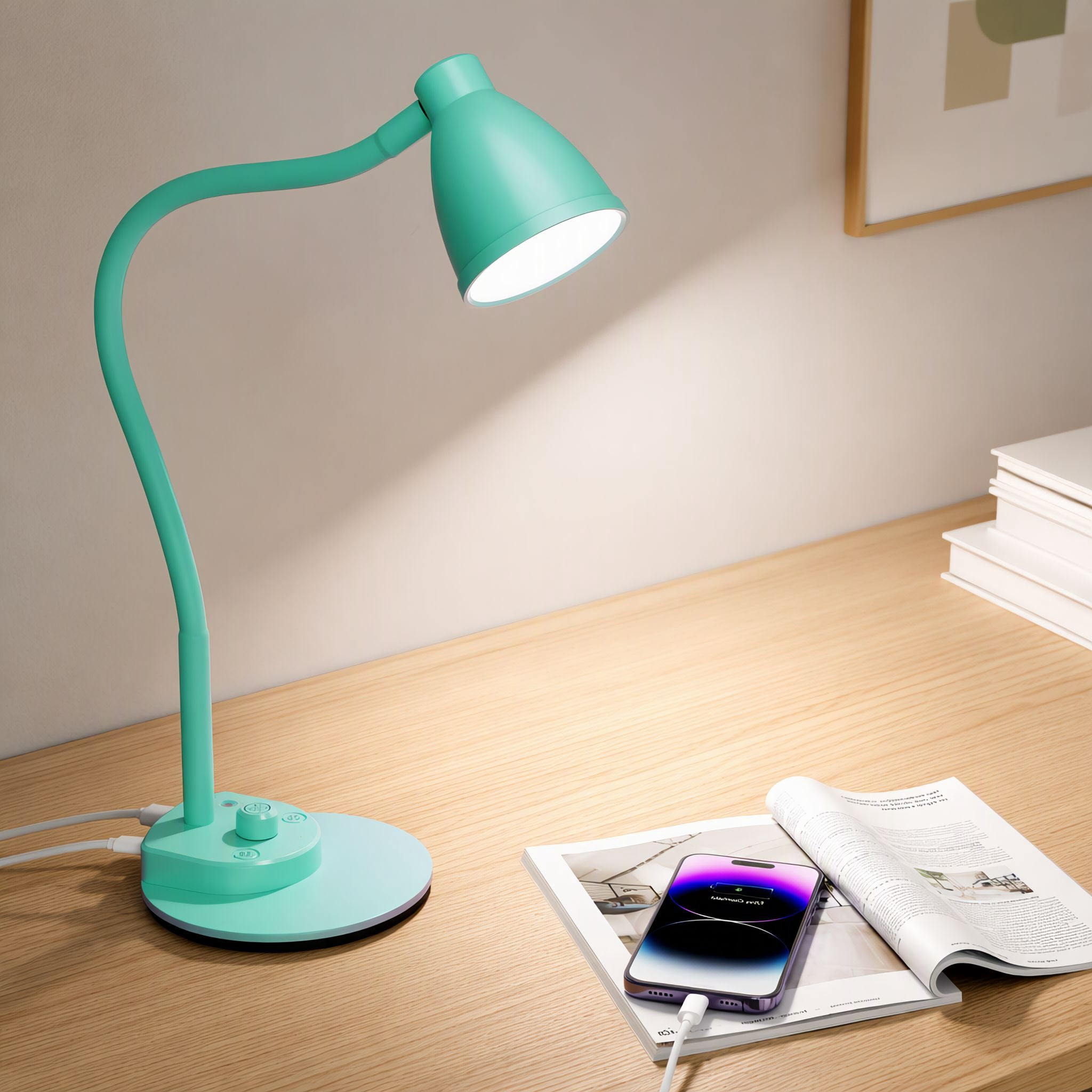 1 Pack LED Desk Lamp with USB Charging Port, 3 Color Modes, Dimmable ...