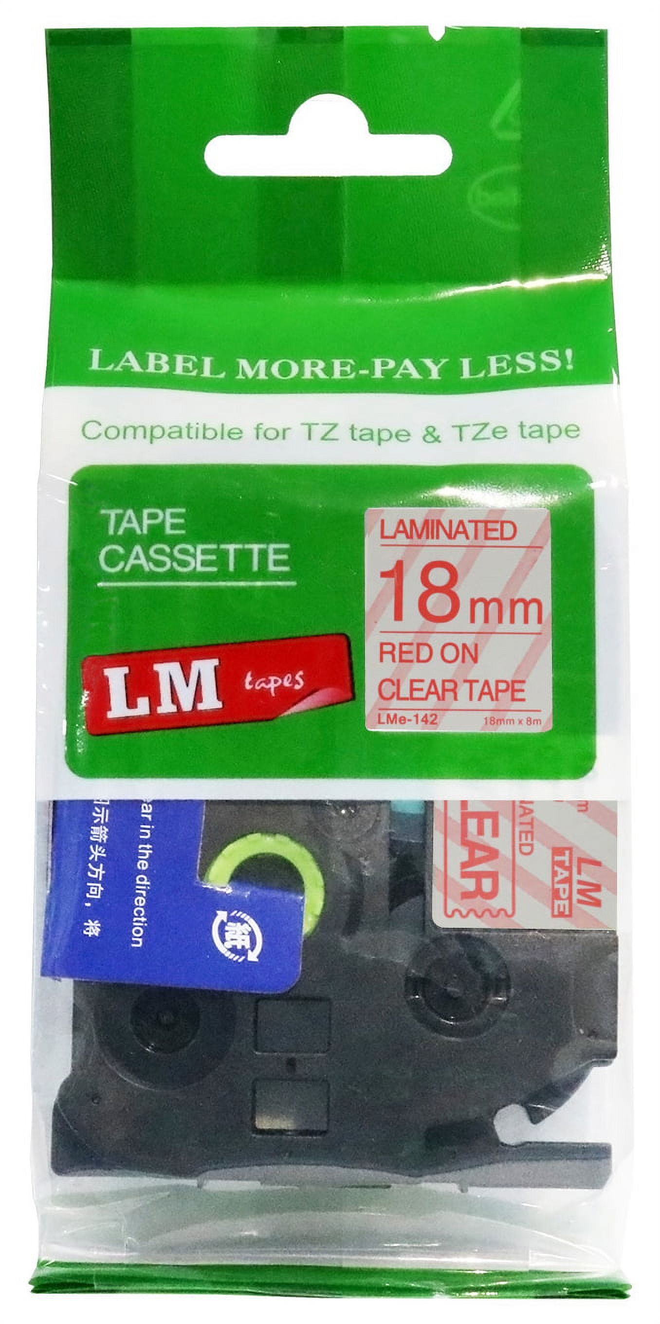 1/Pack LM Tapes Premium 3/4" Red Print on Clear Label Compatible with