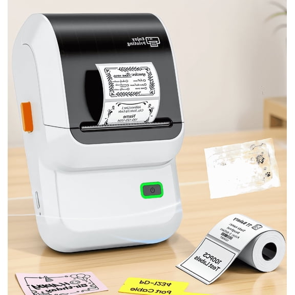 1 Pack Label Maker with Tape, Thermal Label Printer, 203 DPI, iOS Android PC Compatible, White