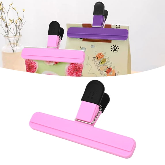1 Pack Large Chip Bag Clip - Assorted Sizes Food Bag Clips Plastic Heavy Seal Grip -Pink A