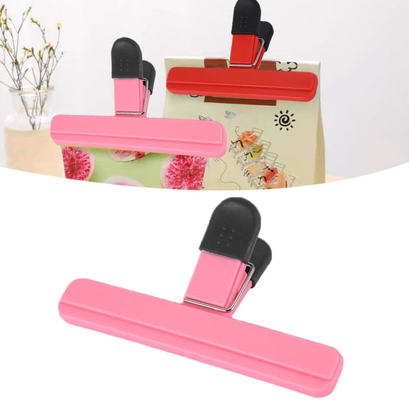 1 Pack Large Chip Bag Clip - Assorted Sizes Food Bag Clips Plastic Heavy Seal Grip -Pink B