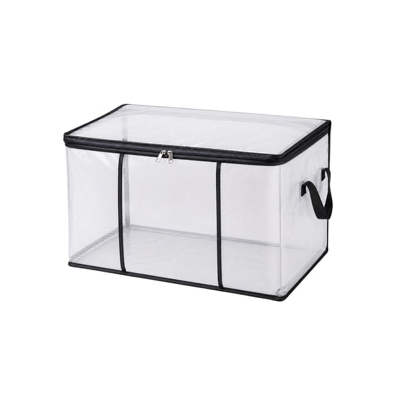 1 Pack Large Clear Thick Plastic Storage Box with Hinged Lid, Heavy-Duty Durable High Capacity Organizer, Perfect for Home, Camping, Travel, Attic and Moving