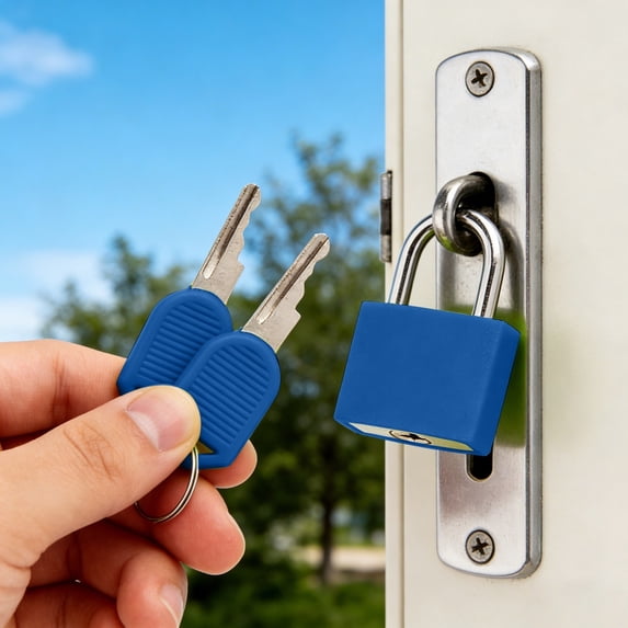 1 Pack Large Key Lock for Locker, 42mm Heavy Duty Padlock with Key, Blue Waterproof Padlock for Gym Lockers, Outdoor & Indoor Use, Keyed Alike