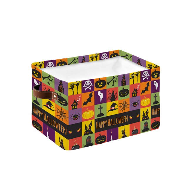 1 Pack Large Storage Baskets Bins Happy Halloween Collapsible Storage
