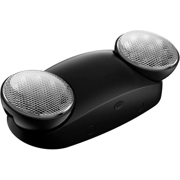 1 Pack Led Black Emergency Light with Battery Backup Round 2 Heads -UL Certified Emergency Exit Sign-120 277V Indoor Emergency Exit Lights for Home Power Failure & Business.