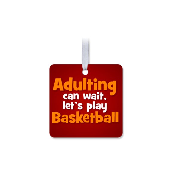 1 Pack - Let's Play Basketball Fanatic's Aluminum Christmas Ornament - 3 Inch Square