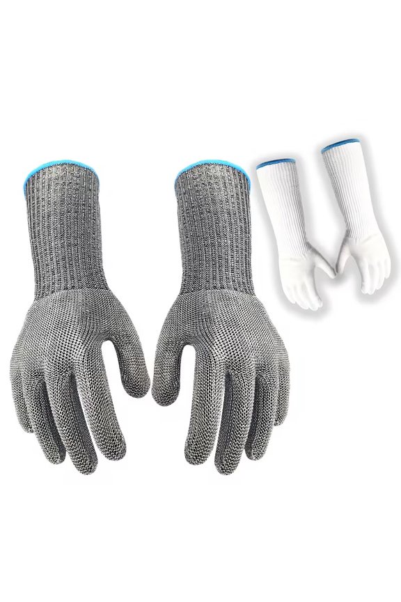 1 Pack Level 9 Cut-Resistant Safety Gloves - 16-Inch Stainless Steel Mesh Gloves for Heavy-Duty Protection in Glass Handling, Construction, Automotive, and Industrial Work