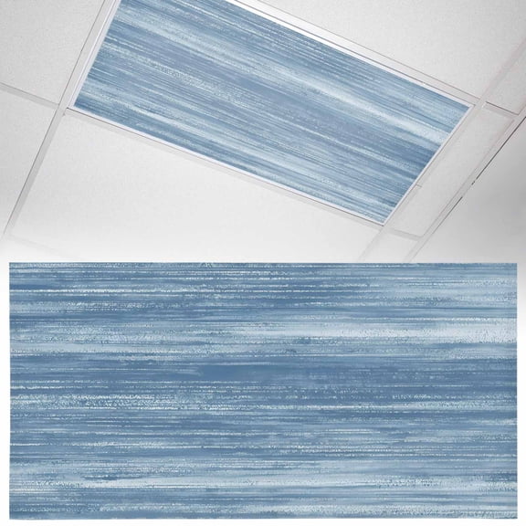 1 Pack Light Blue Fluorescent Light Covers for Ceiling Lights Modern Abstract Gradient Blue Lines Texture Magnetic Ceiling Light Covers Overhead Light Filters for Office Classroom Home