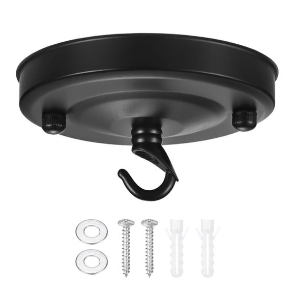 1-Pack Light Canopy Kit, 4.3" Replacement Cover Plate for Chandelier Fixture/Pendant Light, Ceiling Hooks Cover Plate [Black]