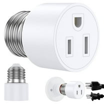 1 Pack Light Socket to Plug Adapter,3 Prong Outlet Light Socket Adapter Converter for E26/E27 Light Bulb,Screw in Installation,Bulb Plug Adapter for Porch Light Garage Basement (1PC White)