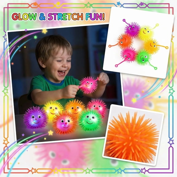 1 Pack Light Up LED Puffer Balls Glow in Dark Bouncy Stress Balls Bulk Party Favors for Holiday Gifts Carnival Prizes and Event Decorations