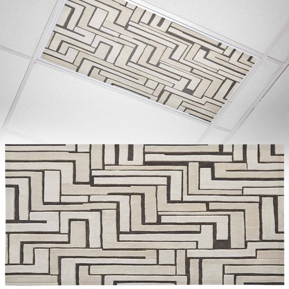 1 Pack Linear Maze Fluorescent Light Covers for Ceiling Lights Modern Abstract Art Architectural Lines Plaid Magnetic Ceiling Light Covers Overhead Light Filters for Office Classroom Home