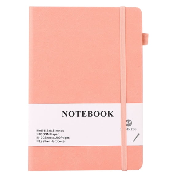 1 Pack Lined Journal Notebook, A5 Hardcover Writing Notebook with 200 Ruled Pages, 100 GSM Thick Paper for Note Taking, Vegan Leather Cover for Office & Professional Use, 5.7'' × 8.3'' (Pink)