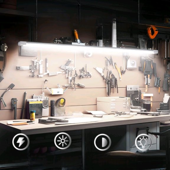 1 Pack Linkable LED Shop Light with Reflector, 4400 LM, 6500K Cool Daylight, 4 FT, 48 Inch Integrated Fixture for Garage, 40W Equivalent 250W, Surface & Suspension Mount, White