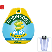 1 Pack | Robinsons Squashd Lemon & Lime 66Ml & 3x Disposable Cup