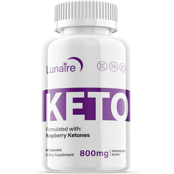 (1 Pack) Lunaire - Keto Weight Loss Formula - Energy & Focus Boosting Dietary Supplements for Weight Management & Metabolism - Advanced Fat Burn Raspberry Ketones Pills - 60 Capsules