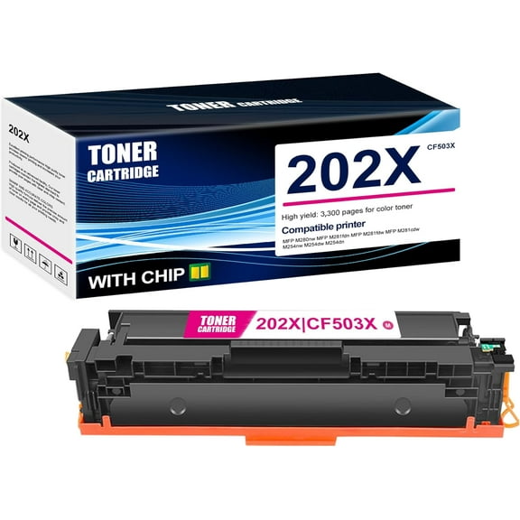 1-Pack Magenta 202X CF503X Toner Cartridge: Compatible 202X CF503X Replacement for HP MFP M280nw MFP M281fdn MFP M281fdw MFP M281cdw M254nw M254dw M254dn Printer