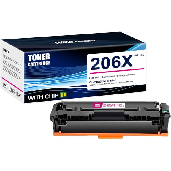 1-Pack Magenta 206X W2113X Toner Cartridge: Compatible 206X W2113X Replacement for HP M255nw M255dw M255dn M282nw M283fdn M283fdw M283cdw M255-M256 Series M282-M283 Series M282-M285 Series Printer