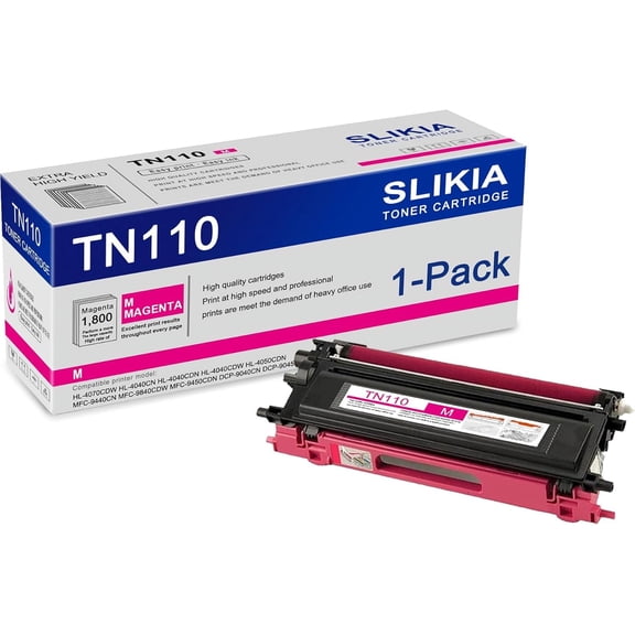 1-Pack Magenta TN110 Toner Cartridge: Compatible TN110 TN-110 Replacement for Brother HL-4070CDW 4040CN 4040CDN 4040CDW 4050CDN MFC-9440CN 9840CDW 9450CDN DCP-9040CN 9045CDN 9042CDN Printer