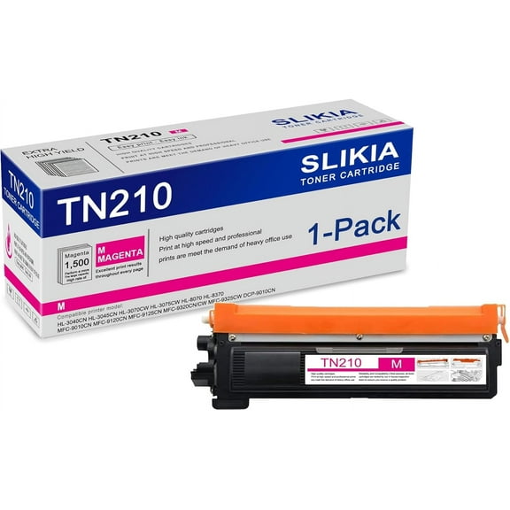 1-Pack Magenta TN210 Toner Cartridge: Compatible TN210 TN-210 Replacement for Brother HL-3040CN 3045CN 3070CW 3075CW 8070 8370 MFC-9010CN 9120CN 9125CN 9320CN/CW 9325CW DCP-9010CN Printer