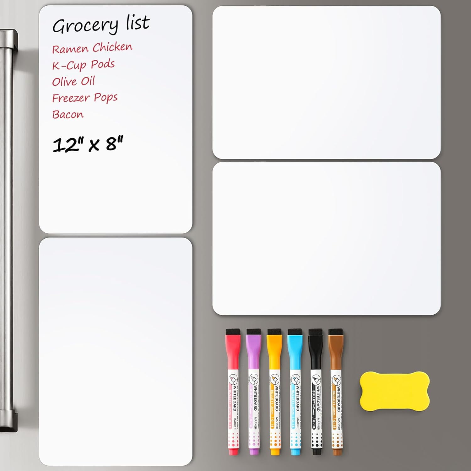 1 Pack Magnetic Dry Erase Board Sheet for Fridge, Erasable Refrigerator WhiteBoard w/ 4 Markers & 1 Eraser- Smooth and Flexible Small Magnet Blank Notepad for Home Kitchen Organizer and Planner