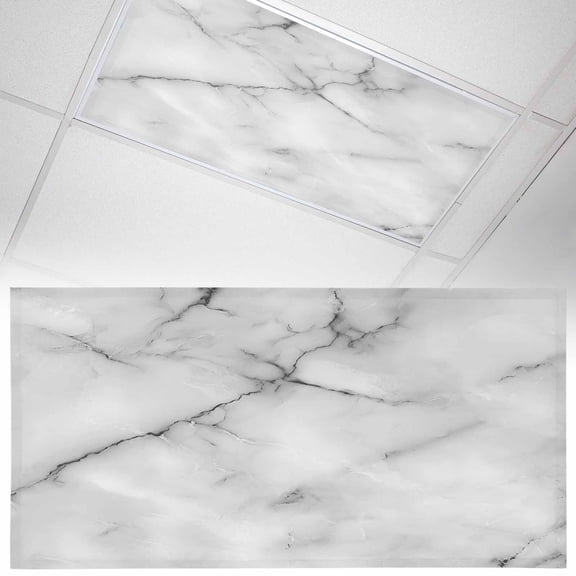 1 Pack Magnetic Fluorescent Light Covers, 2x4 Ft, Abstract Grey Marble Texture Black Crack Lines Modern Art Magnetic Light Covers for Ceiling Lights Classroom Office Home Decor