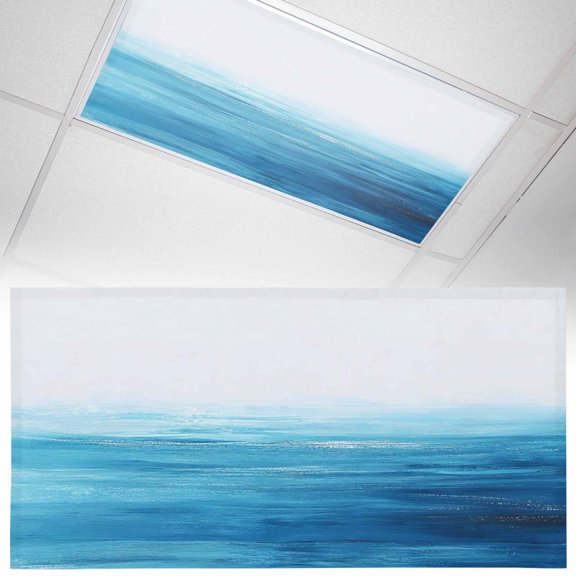 1 Pack Magnetic Fluorescent Light Covers 2x4 Ft, Blue Gradient Ocean Abstract Sea level Waves Modern Art Magnetic Light Covers for Ceiling Lights Classroom Office Home Decor