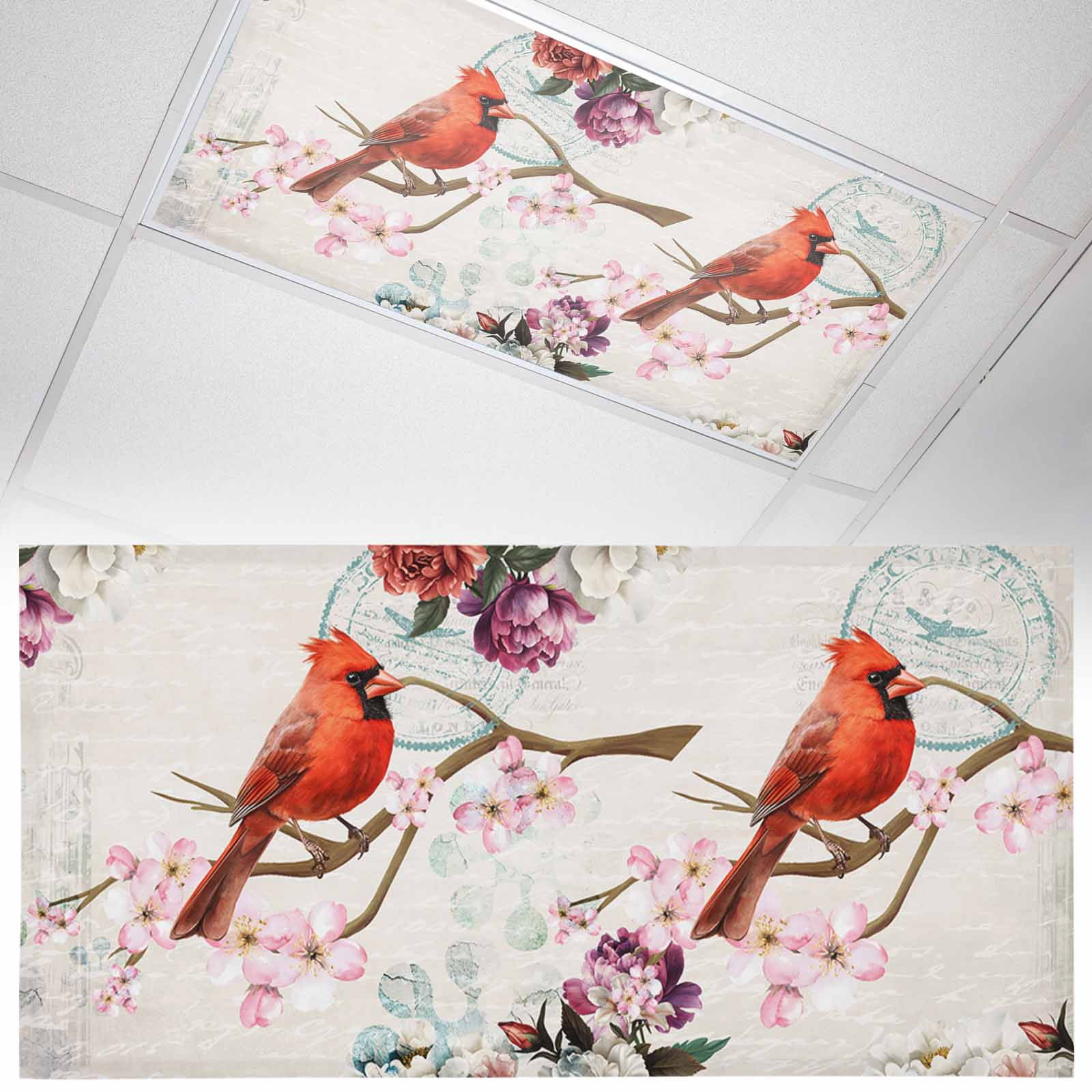 1 Pack Magnetic Fluorescent Light Covers, 2x4 Ft, Cardinal Red Bird ...