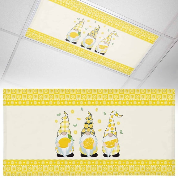 1 Pack Magnetic Fluorescent Light Covers, 2x4 Ft, Gonome Yellow Lemon Plaid Magnetic Light Covers for Ceiling Lights Classroom Office Home Decor