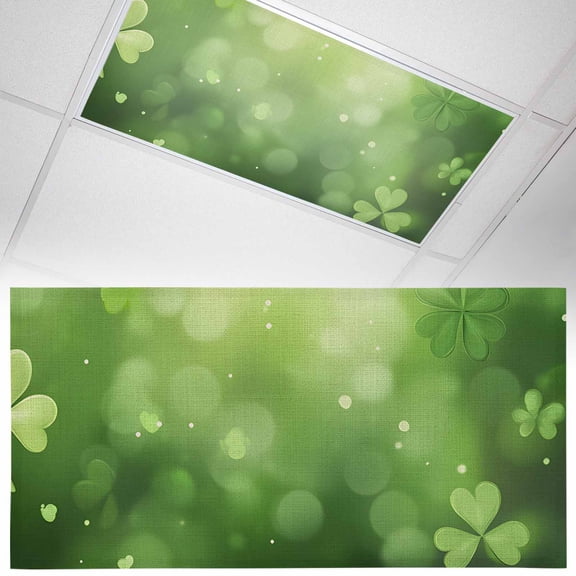 1 Pack Magnetic Fluorescent Light Covers, 2x4 Ft, Green Shamrocks St. Patrick's Day Spring Spot Retro Magnetic Light Covers for Ceiling Lights Classroom Office Home Decor