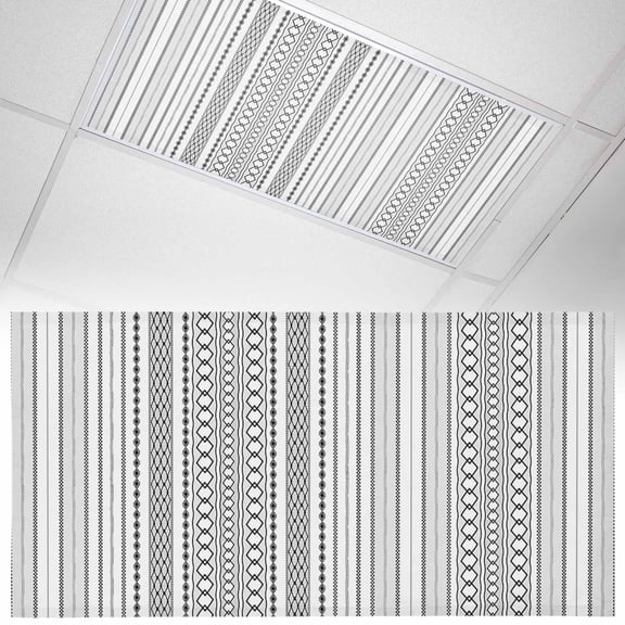 1 Pack Magnetic Fluorescent Light Covers 2x4 Ft, Hand Drawn Line Grid Threads Lattices Magnetic Fluorescent Light Covers, Magnetic Light Covers for Ceiling Lights Classroom Office Home Decor