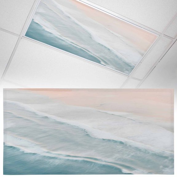 1 Pack Magnetic Fluorescent Light Covers, 2x4 Ft, Ocean Beach Summer Waves Gradient Boho Magnetic Light Covers for Ceiling Lights Classroom Office Home Decor