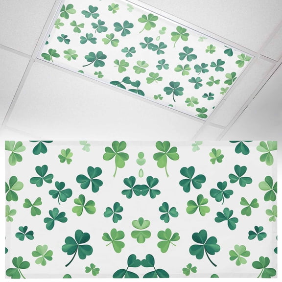 1 Pack Magnetic Fluorescent Light Covers, 2x4 Ft, Sage Green Shamrocks St. Patrick's Day Spring Magnetic Light Covers for Ceiling Lights Classroom Office Home Decor