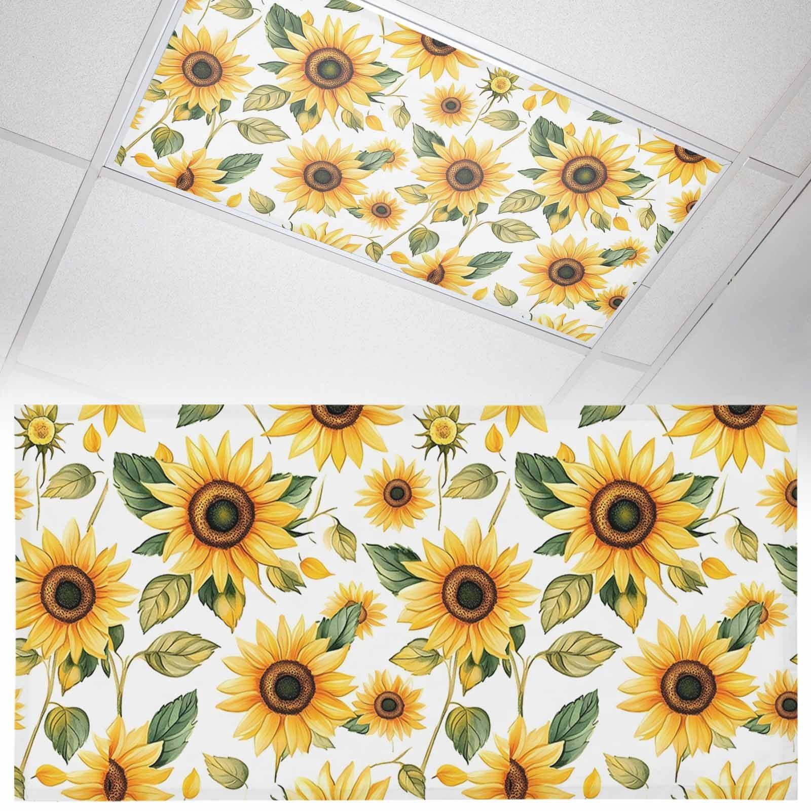 1 Pack Magnetic Fluorescent Light Covers 2x4 Ft, Spring Sunflower ...