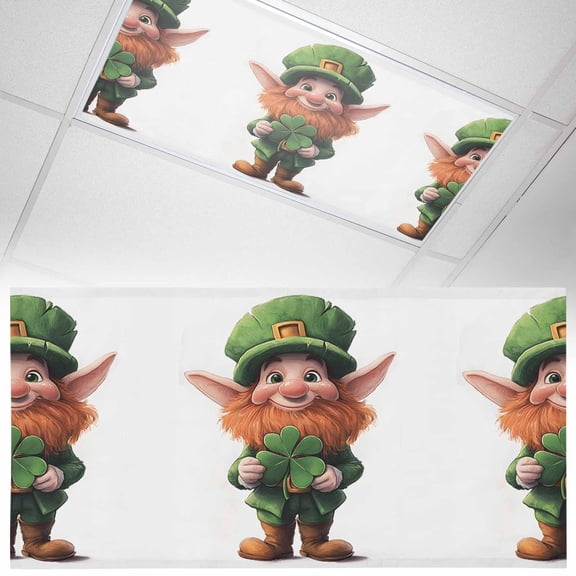 1 Pack Magnetic Fluorescent Light Covers, 2x4 Ft, St. Patrick's Day Cartoon Gnome Lucky Shamrock Magnetic Light Covers for Ceiling Lights Classroom Office Home Decor